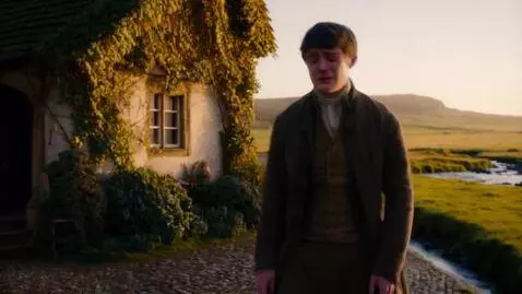 AI Video from prompt: The guy leave from his home, he fall and crying