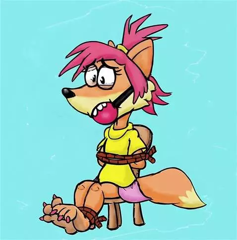 AI Video from prompt: A cartoon anthropomorphic fox is tied to a chair