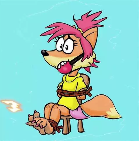 AI Video from prompt: A cartoon anthropomorphic fox is tied to a chair