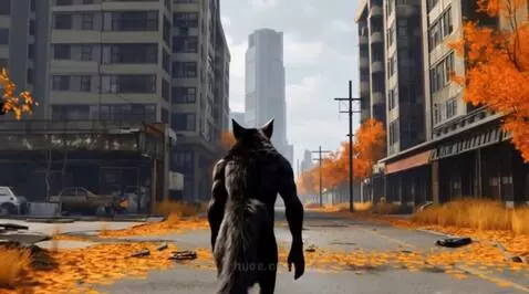 AI Video from prompt: Black werewolf goes to the bend of the road