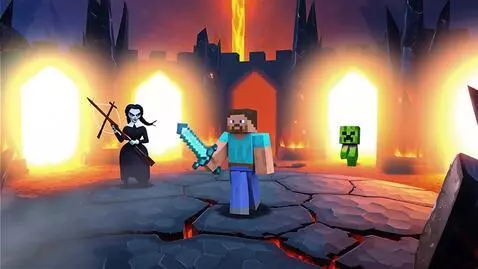 AI Video from prompt: Nether Arena Battle — Legends vs Steve”  Style: 