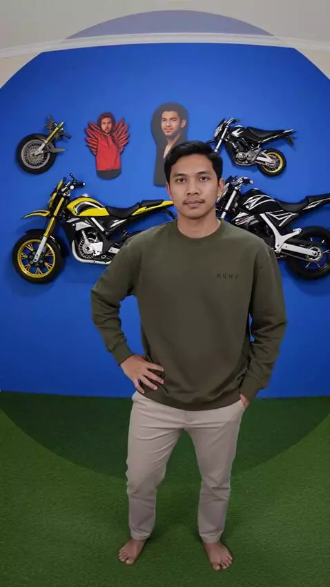 AI Video from prompt: A man standing in a room, posing as if looking i