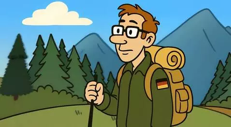 AI Video from prompt: The clouds float slowly. man slowly turns his he