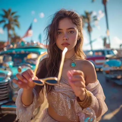AI Video from prompt: girl at acar show