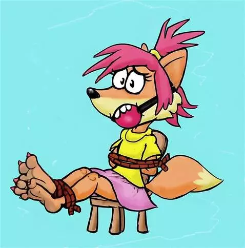 AI Video from prompt: A cartoon anthropomorphic fox is tied to a chair