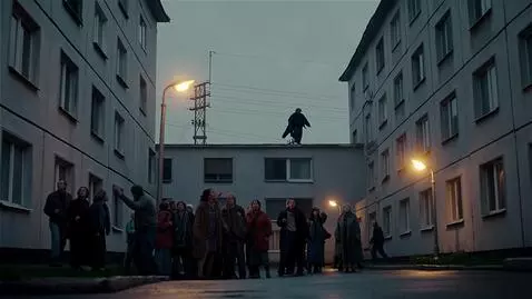 AI Video from prompt: **Сцена:** Улица советского спального района, су