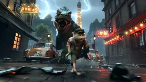 AI Video from prompt: Scene: Narrow, rain-soaked streets of Paris at d