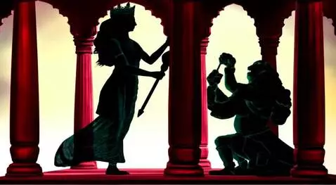 AI Video from prompt: indian goddess victorious over demon