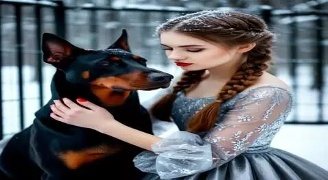 AI Video from prompt: A girl strokes a dog