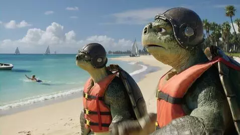 AI Video from prompt: Turtle lifesavers ready to rescue.