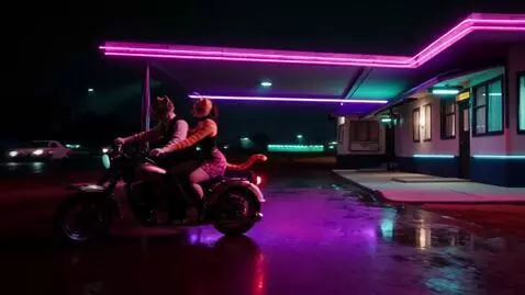 AI Video from prompt: Action (8s): After dinner, cat-man and cat-woman