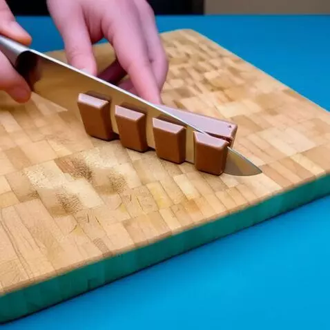 AI Video from prompt: A close-up, static shot of a hand slicing a milk