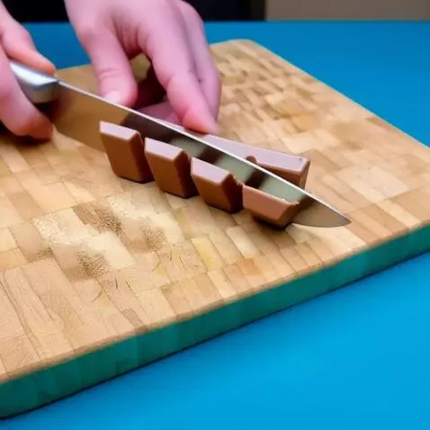 AI Video from prompt: A close-up, static shot of a person’s hand slici