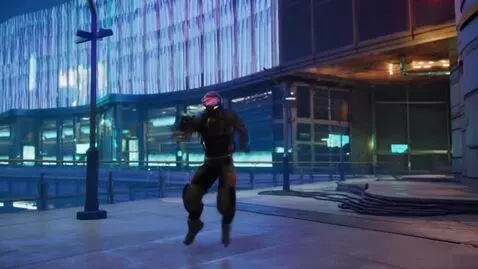 AI Video from prompt: A character is jumping on a rooftop cyberpunk st