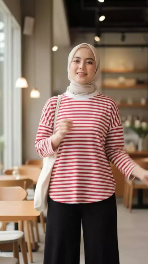 AI Video from prompt: Wanita itu berpose seperti model profesional den