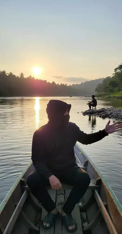 AI Video from prompt: seorang pria tampil semangat melihat kekiri dan 