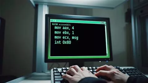 AI Video from prompt: сделай анимацию ввода в консоль кода на nasm ass
