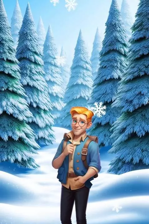 AI Video from prompt: This guy is standing in the snowy forest. The fo
