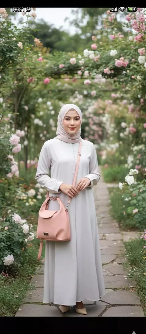 AI Video from prompt: Buat model ini sedang memperagakan atau mempromo