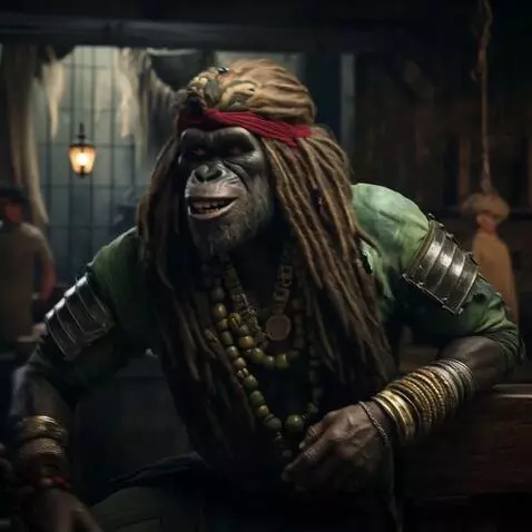 AI Video from prompt: Fomo pirate ape looking in disbelief and talking