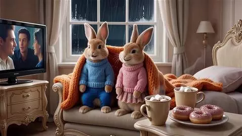 AI Video from prompt: За окном осень, ветер, дождь. Два милых пушистых