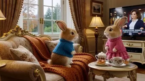 AI Video from prompt: За окном осень, ветер, дождь. Два милых пушистых