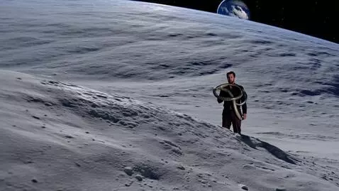 AI Video from prompt: A snake around a man's neck on the moon