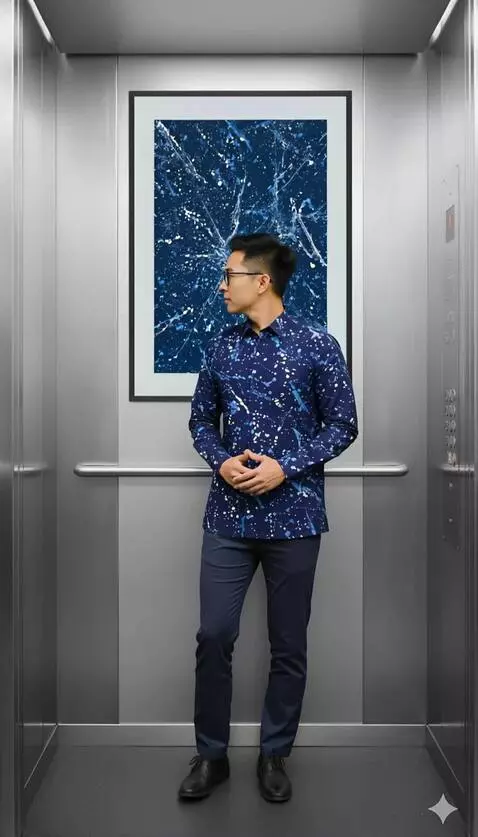 AI Video from prompt: The man is standing while turning left and right