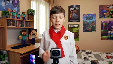 AI Video from prompt: Пионер владелец майнкрафт сервера Funtime говори