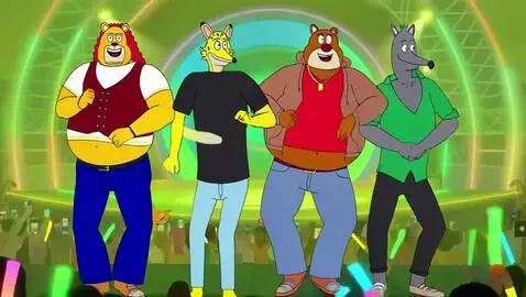 AI Video from prompt: anthropomorphic lion and his friends—a cheetah, 