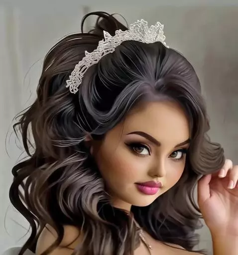 AI Video from prompt: The woman adopts a flirtatious pose and poses aw