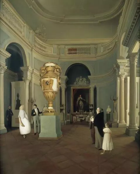 AI Video from prompt: People are examining exhibits in the museum.