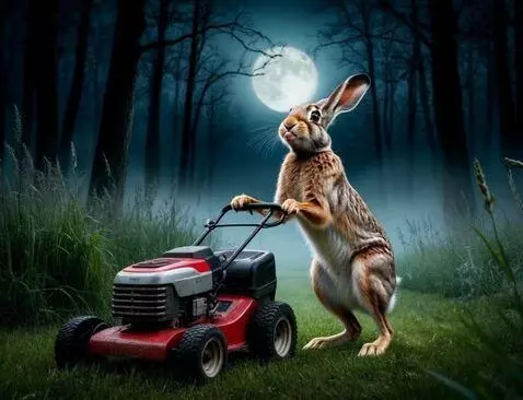 AI Video from prompt: заяц закрывает рот, камера улетает назад