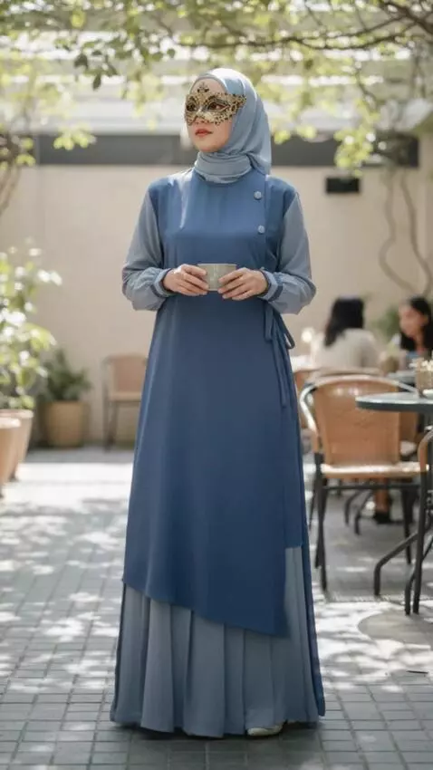 AI Video from prompt: Model wanita sedang memegang gelas kopi sambil b