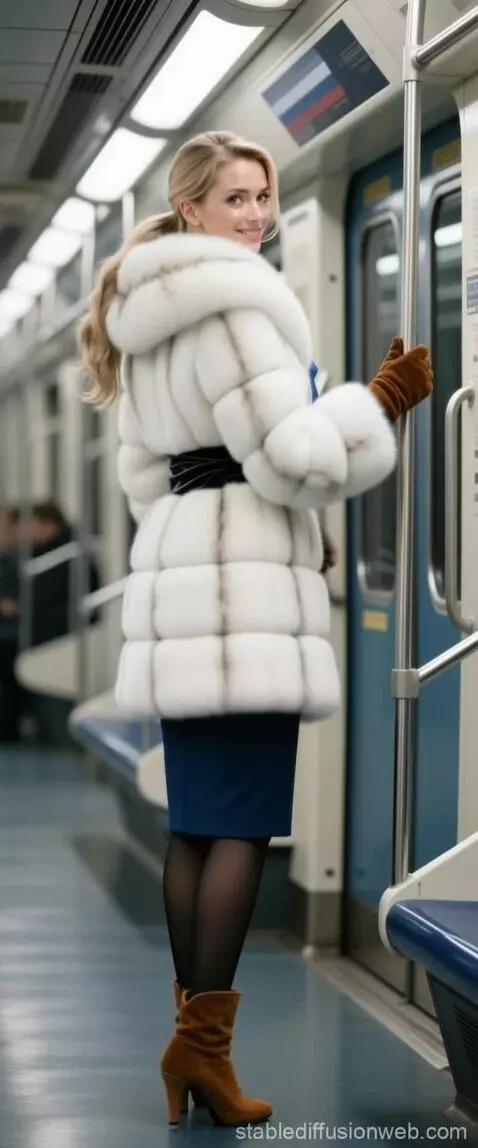 AI Video from prompt: pov.  Winter stranger riding a subway train, hol