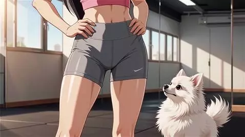 AI Video from prompt: Аниме-девушка в очень обтягивающих спортивных шо