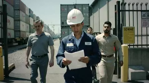 AI Video from prompt: парень 22 лет принимал товары на воротах склада 