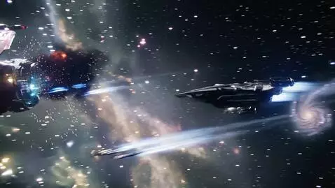 AI Video from prompt: Эпическое  сражение двух  космических кораблей в