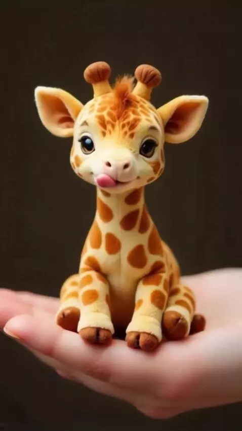 AI Video from prompt: Жираф потягивается и радостно облизывается.