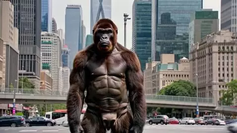 AI Video from prompt: BİR GORİL OLSUN VE ŞEHRİ DAĞITSIN VE BAĞIRARAK T