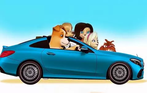 AI Video from prompt: едут на мерседесе е класса купе