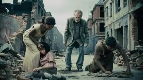 AI Video from prompt: Scene where showing all of suffering through hum