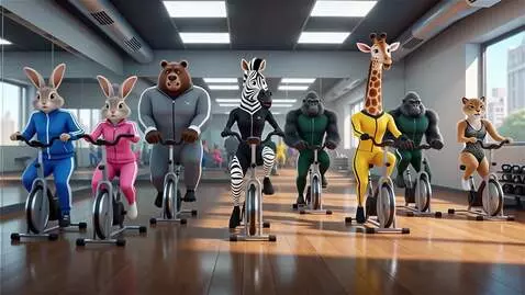 AI Video from prompt: В красивом тренажёрном зале идёт тренировка на с