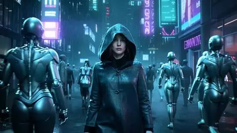 AI Video from prompt: Style: Cyberpunk cinematic short film, ultra-det