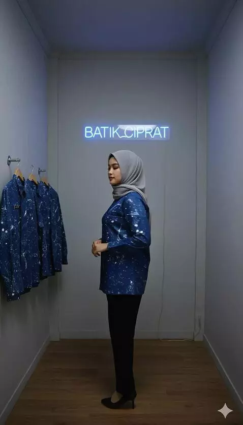 AI Video from prompt: Wanita ini bergaya seperti model pakaian. Dengan