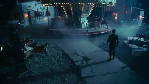 AI Video from prompt: Start with a drone shot descending silently over