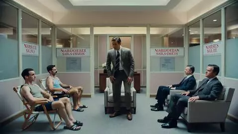 AI Video from prompt: He goes inside. He notices that the agency has b