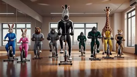 AI Video from prompt: В красивом тренажёрном зале идёт тренировка на с