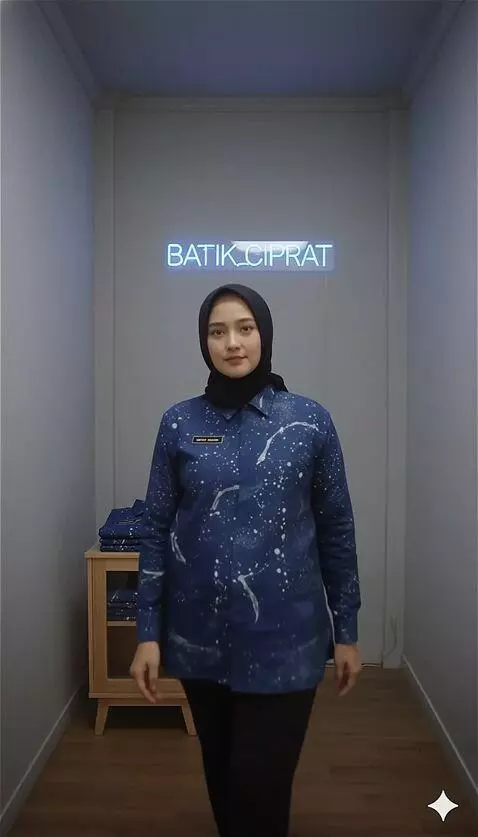 AI Video from prompt: Dia bergaya seperti model. Maju mundur.