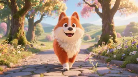 AI Video from prompt: the dog walking